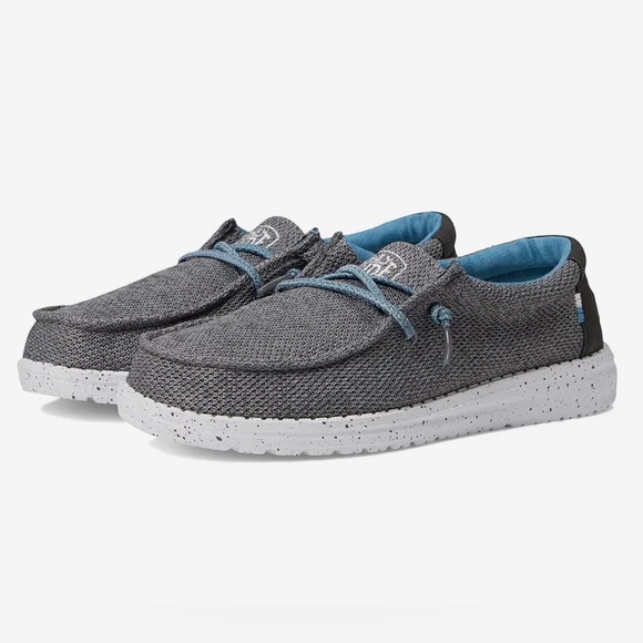 🌟EUC Kids Hey Dude Wally Sz 3 (grey/blue) - Picture 1 of 10